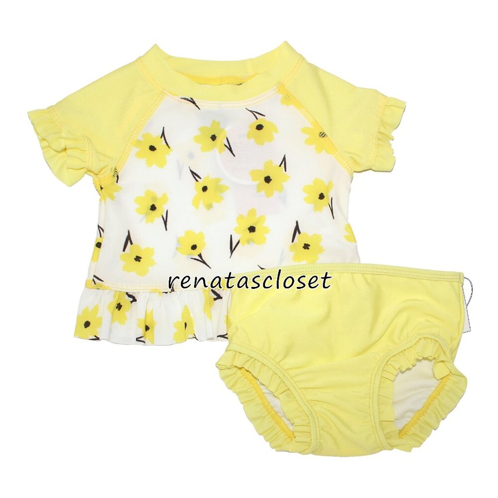 First Impressions Baby Girls' 2-pc Floral-Print Rash Guard Swimsuit Set NWT